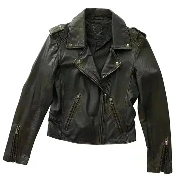 Bod & Christensen 100% Real Leather Biker Jacket - Moto - Distressed Black - M - Picture 1 of 8
